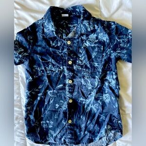 Baby GAP Toddler Boy Formal Casual Button Up Collared Shirt Blue Floral 5T